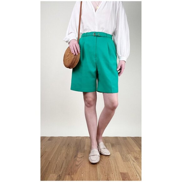 Vintage High Rise Waist Wide Leg Shorts Old Money Quiet Luxury Old Money Coastal - Picture 9 of 9